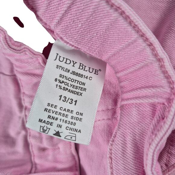 Judy Blue Pink Hi Rise Garment Dyed Elastic Waist Jogger Jeans Pants 13 31 - Picture 2 of 4